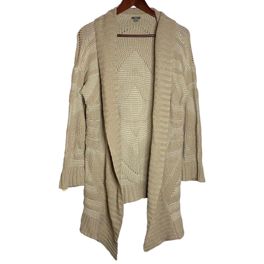Aerie Open Front Waterfall Beige Light Brown Drop Shoulder Oversized Cardigan M